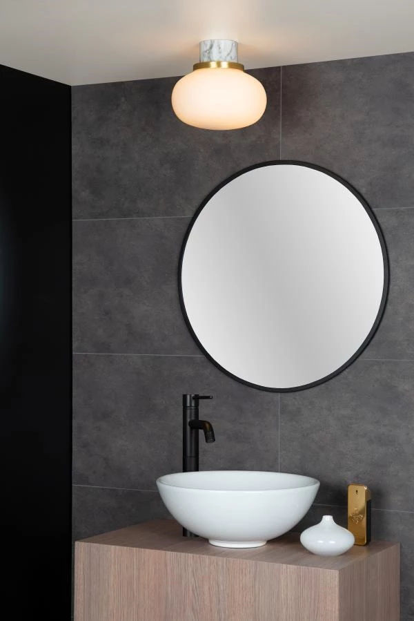 Lucide LORENA - Flush ceiling light Bathroom - Ø 23 cm - 1xE27 - IP44 - Opal - ambiance 1